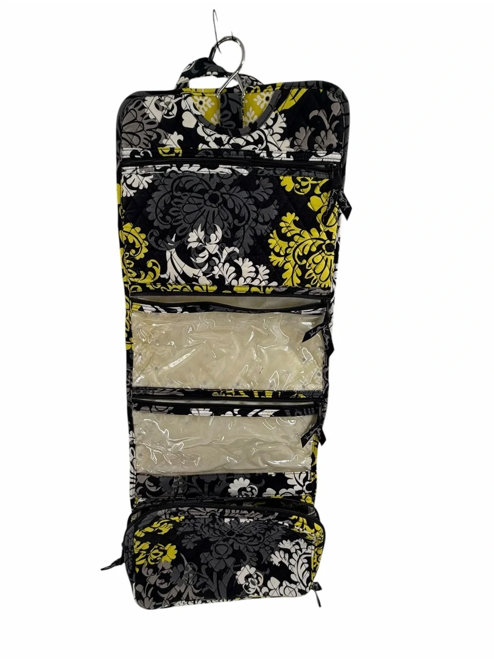 Vera Bradley Baroque‎ Jewelry Makeup Travel Hanging Organizer Black White Green